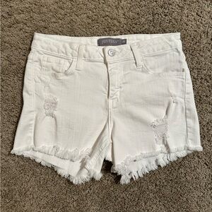 Just USA Women's Frayed Hem White Jean Shorts